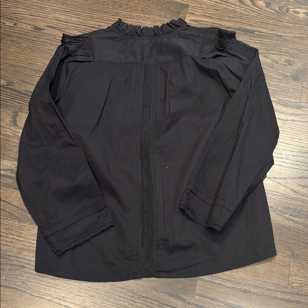 St. Roche Ruffle Long Sleeve Linde Blouse Top In black - Picture 6 of 13